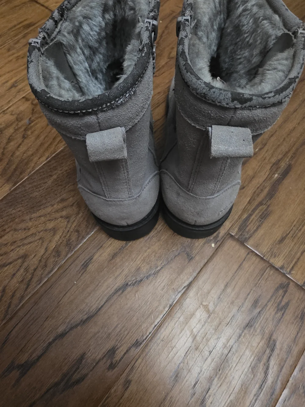 totes Gray Suede Faux-Fur Lined Winter Boots